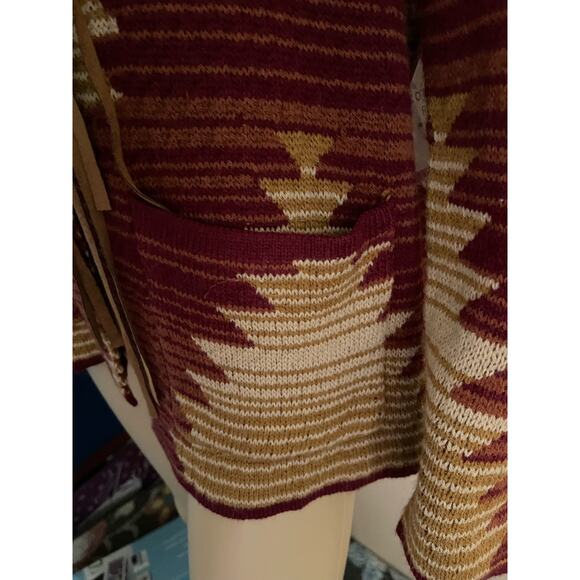 COTTON RYE‎ OUTFITTERS OPEN FRONT SOUTHWESTERN AZTEC CARDIGAN CONCHO ACCENTS NWT - Picture 5 of 14